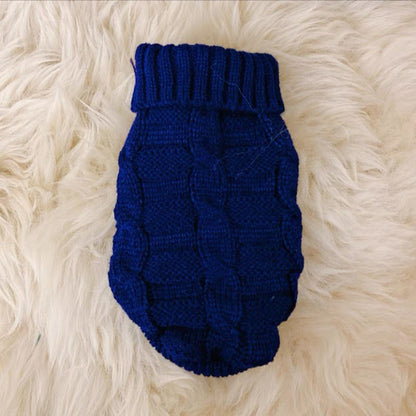 knitted pullover for cats blue