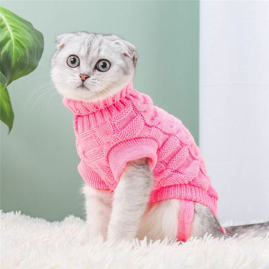Knitted Pullover for Cats pink
